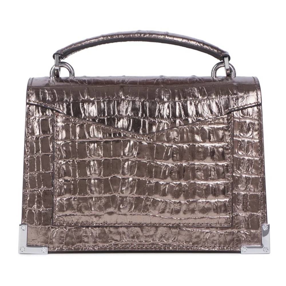 NWT | The Kooples | Emily | PinkBronze Metallic Crocodile-Embossed Crossbody Bag - Picture 2 of 11